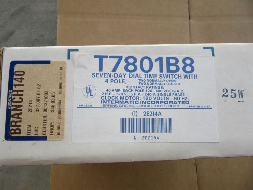 Intermatic t7801b8 electromechanical 7 day 4 poles dail timer switch 2e214 new!! for sale