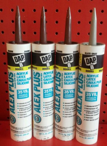 Dap lot of 4 acrylic latex caulk plus silicone (3) brown + slate gray x0291 for sale