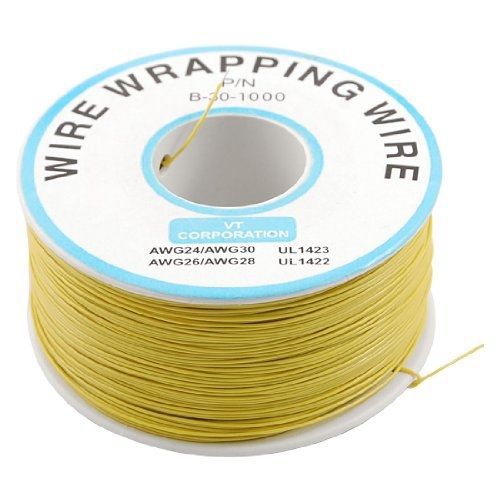 Yellow PVC Coated Tin Plated Copper Wrapping Wire Wrap 305M 30AWG Cable Reel