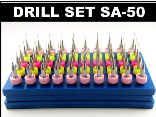 50 Piece Variety Carbide Drill Bit Set Sharp cnc dremel models hobby  pcb SA-50