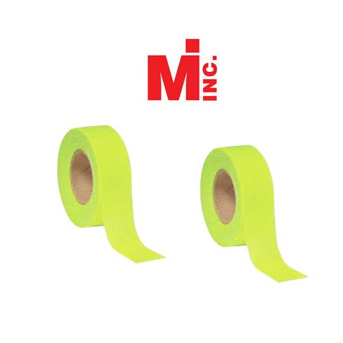 New Fluorescent Lime Taffeta Survey Flagging 1 3/16&#034; by 150 Feet - Two Rolls