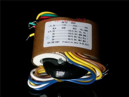 High-End 30W / 30VA R-Core Transformer IN 115V /230V / OUT 9V+ 9V / 15V + 15V