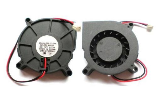 6PCS 2 Wires DC 12V Fans Turbine Brushless Cooling Blower Fan 60mm x 15mm  6015