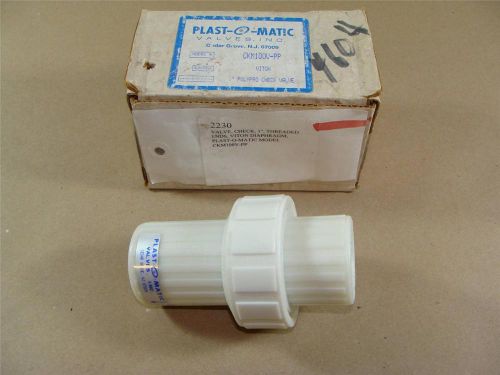 NEW PLAST-O-MATIC CKM100V-PP 1&#034; NPT POLYPROLYLENE CHECK VALVE VITON DIAPHRAGM