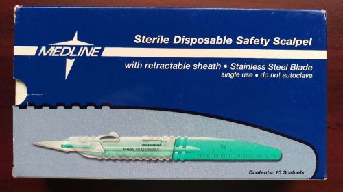 1 Box of 10 Each MEDLINE Sterile Disposable Safety Scalpel Size 11 #MDS15311