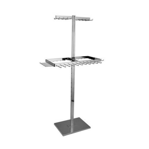 2-Tier Adjustable Rectangular Belt &amp; Tie Rack Chrome