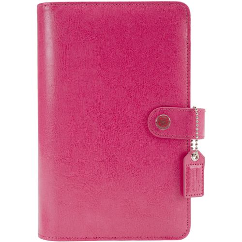 Color Crush A2 Faux Leather Personal Planner 6-Ring Binder-Dark Pink