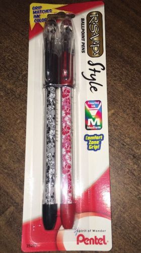 Pentel rsvp style ballpoint pens 2 pack red and black ink for sale