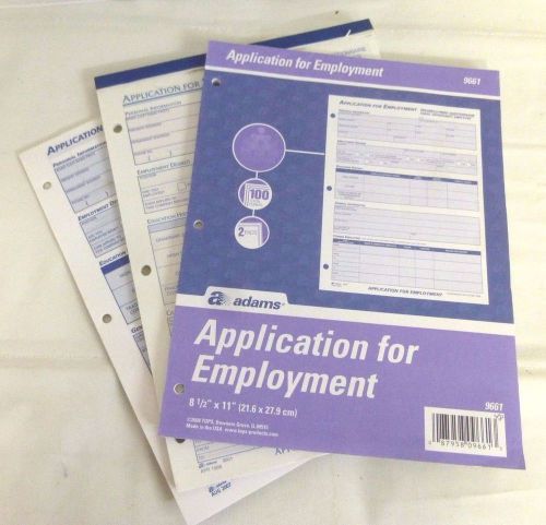 General Employment Applications 3 Partial Packs 97 Forms Total FREE SHIPPING