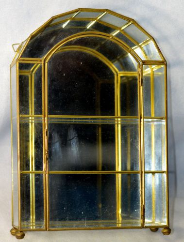 Brass Glass Mirrored Display Case Curio Cabinet Shadow Box By Albert E Price