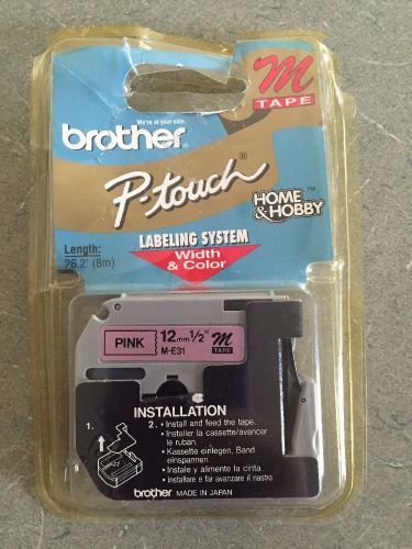 Brother P-Touch M Label Tape 12mm 1/2&#034; PINK 8m or 26.2&#039;