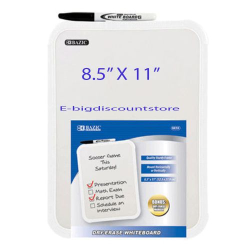 1PC 8.5&#034; X 11&#034; Dry Erase white Board With 1 Pc Black Marker Student Draw BAZIC