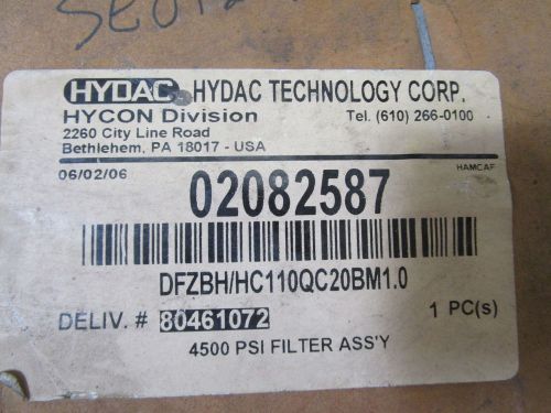 HYDAC FILTER ASSY DFZBH/HC110QC20BM1.0 *NEW IN BOX*