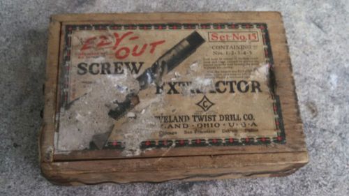 Antique Cleveland EZY-OUT screw Extractor set w/box No.15 1-5 USA machinist tool