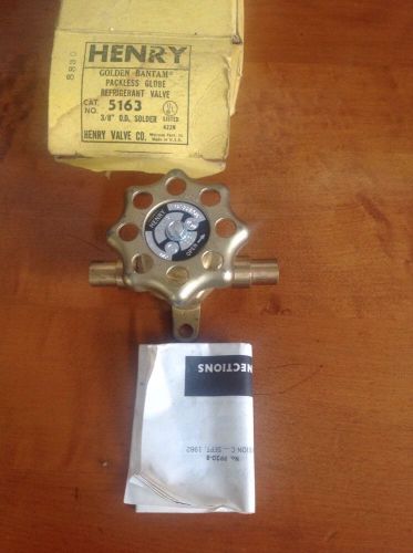 Henry 3/8&#034; golden bantam packless globe refrigeration shut off valve 5163 m1 for sale