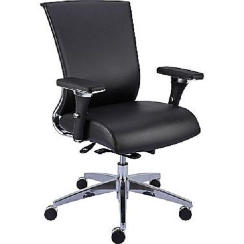Bonded Leather Task Chair with Automatic Tilt Adjustment, 17&#034; and Black