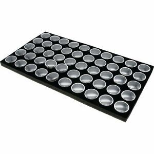 Jewelry Tray Gem Display Bead Jar Lid Gemstone Plastic Clear Coin Stone Black