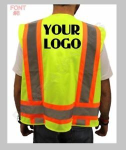 CUSTOM PRINTED HIGH-VIS AVIATION VEST YELLOW BLACK DESIGN YOUR LOGO /TEXT M-XL