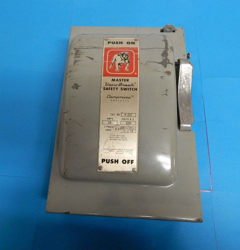 Bulldog f-351 vacu-break safety switch 30 amp 600v a.c. f351 for sale