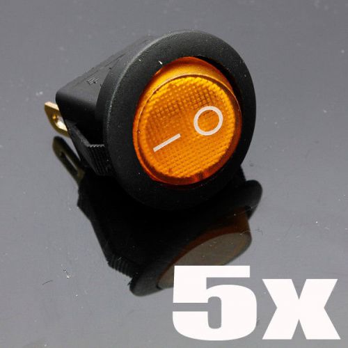 5X 12V 16A CAR BOAT TRUCK LED DOT LIGHT ROCKER ON-OFF TOGGLE SPST SWITCH YELLOW