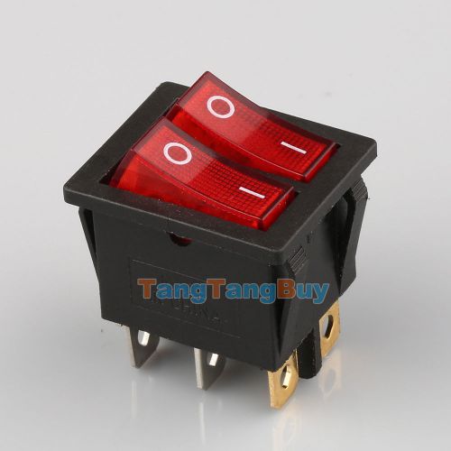 2pcs ac 15a/250v 20a/125v red light lamp double spst on-off boat rocker switch for sale