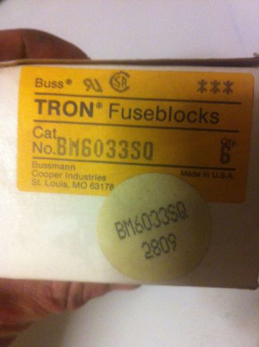 LOT (6) NEW BUSSMANN TRON FUSEBLOCKS BM6033SQ 3 POLE  30A 600V