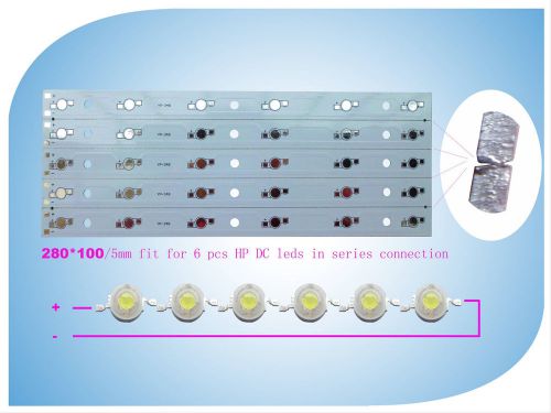 wdm 1panel/5pieces HeatSink Aluminum pcb for 6pcs HP leds series 280*100/5mm