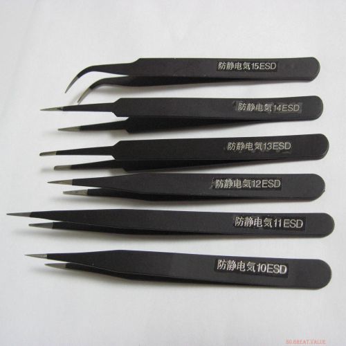 5sets 6PCS/set Anti-static Tweezers TOOLS 10ESD 11ESD 12ESD 13ESD 14ESD 15ESD