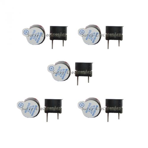 5 pcs Active Buzzer Magnetic Long Continous Beep Tone Alarm Ringer 12mm 5V New