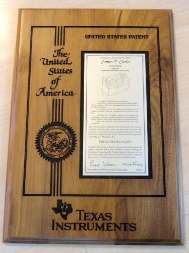 Patent Plaque Texas Instrument Magnetic Bubble Detector 1976