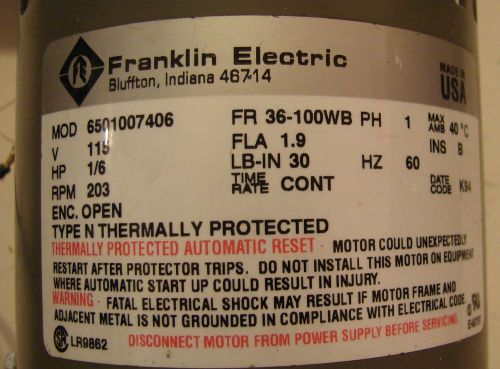 Franklin Electric 6501007406 Carpenter 34 Motor