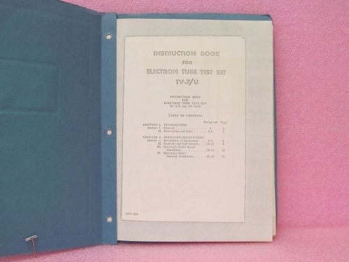 Military Manual  TV-7/U, TV-7B/U Electron Tube Test Set Operating Manual w/Schem