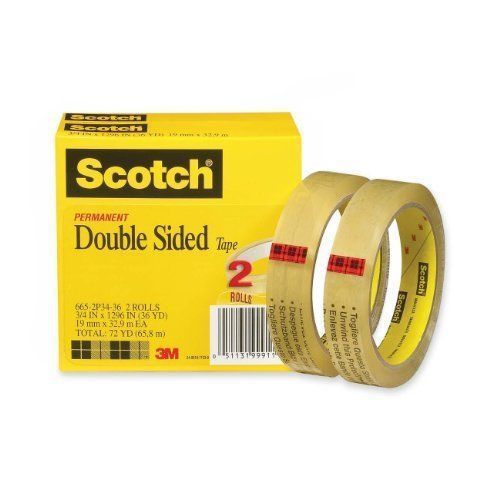 Scotch double-sided tape - 0.75&#034; width x 1296&#034; length - 3&#034; core - (6652p3436) for sale