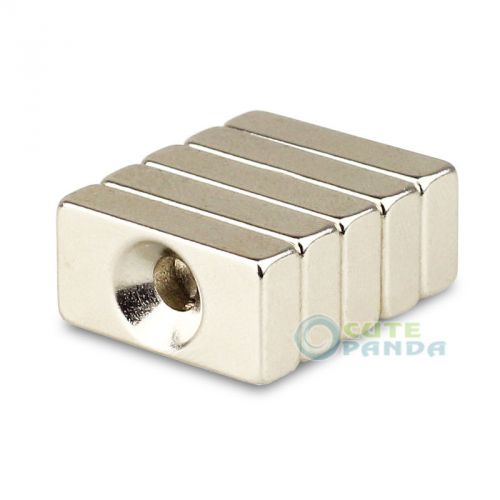 10pcs Block N35 Magnets 20 x 10 x 5mm Counter Sunk Hole 5mm Rare Earth Neodymium