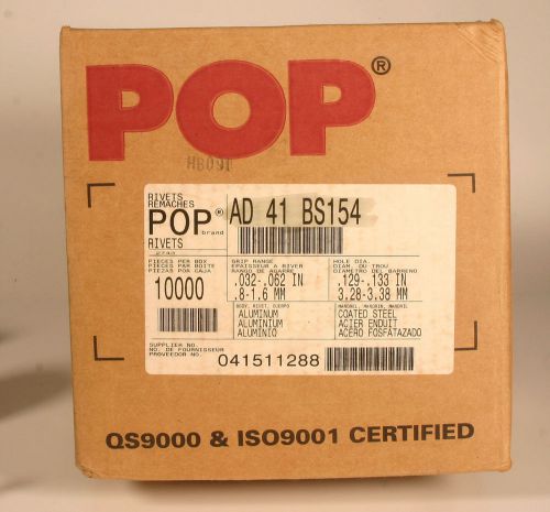 Pop Rivets - 10,000 Quantity --  Grip Range .032 -.062 - Hole Size .129 - .133