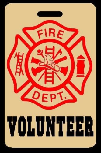 Tan volunteer firefighter luggage/gear bag tag - free personalization for sale