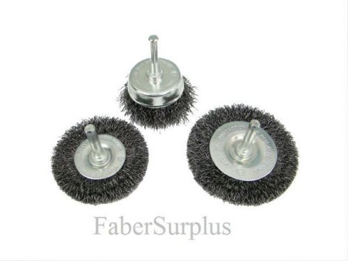 3PC Wire Wheel Brush Set  1/4&#034; Shank New