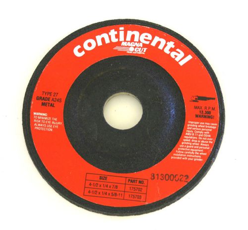 4 1/2&#034; x 1/4&#034; x 7/8&#034; Metal Grinding Wheel T27 Grade A24S Depressed Center