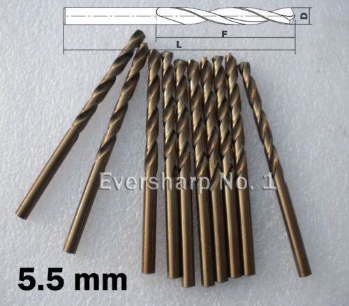 Lot 10pcs Cobalt Twist Drill Bits M35 HSS 5.5mm (.2165&#034;) Stainless Steel Drills