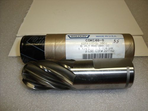 1-1/4&#034; x 1-1/4&#034; x 2” x 4-1/2&#034; 6 fl cokc40-8 ball w/notch weldon end mill-w55 for sale