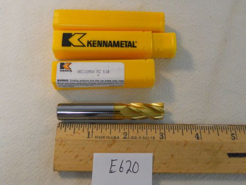 2 NEW KENNAMETAL 12 MM DIAMETER CARBIDE ENDMILL. 4 FLUTE. KC 610 COATED.  E620