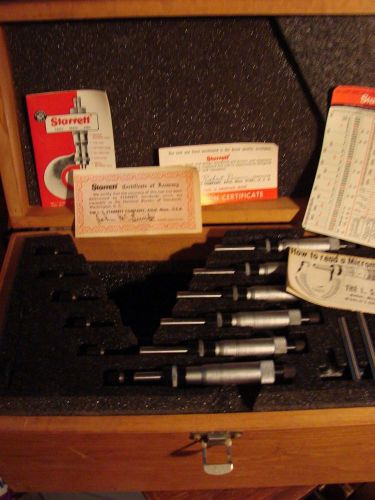 Starrett # 436 micrometer set 0-6 inch set with standards in org case very nice for sale