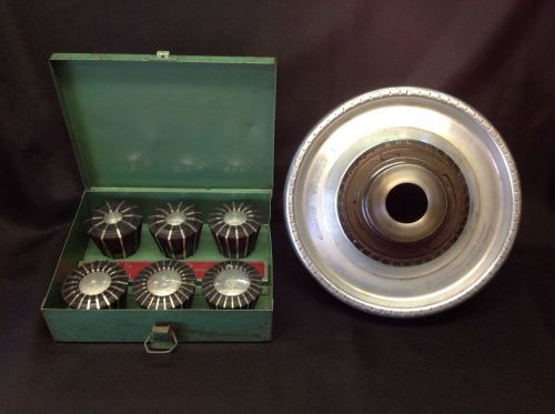 Jacobs Spindle Nose Lathe Chuck w/ Rubber Collet Set.  No.91-D6 cam lock mount