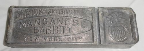 VINTAGE SYRACUSE SMELTING WORKS  MANGANESE BABBITT NEW YORK CITY INDIAN HEAD