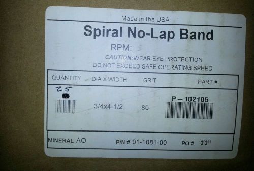 Uneeda 3/4&#034; x 4-1/2&#034; 80 grit spiral bands (25 pack)