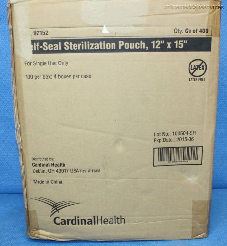Cardinal health self-seal sterilization pouch 12&#034; x 15&#034; case of (400) 92152 for sale