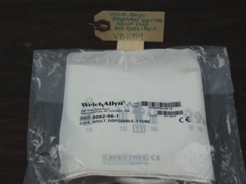 Welch allyn disposable bp cuff single tube adult med ref: 5082-96-1 for sale