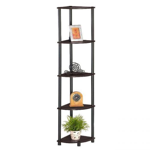 Furinno 5-Tier Tube Corner Rack Display Shelf, 99811, Espresso