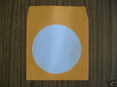 1000 ORANGE CD PAPER SLEEVES w/ WINDOW &amp; FLAP -  JS203