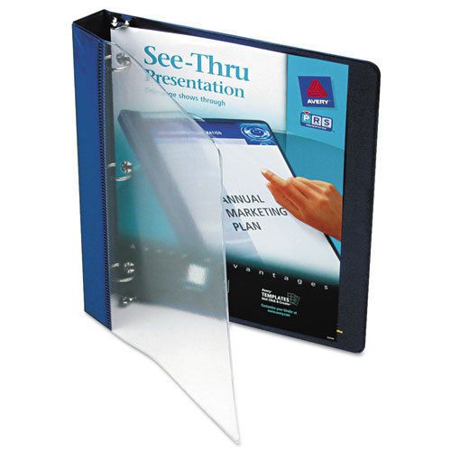 See-Thru Binder with Round Ring, 1&#034; Capacity, Blue